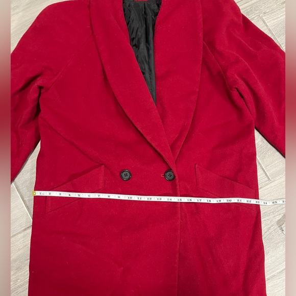 INTERNATIONAL SCENE Vintage Women’s Long Red Pure Wool Jacket, Size 12 - Picture 8 of 10